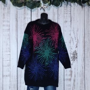VTG Metallic shimmery fireworks crew neck sweater